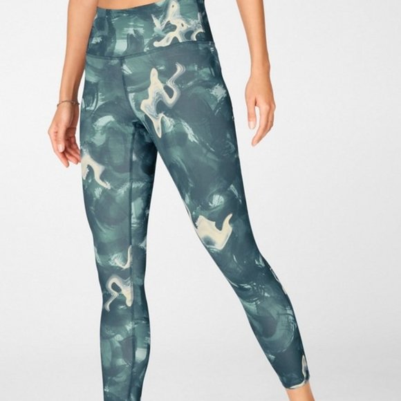 Fabletics Define Powerhold High Waisted 7/8 Leggings Size 3X Green Tan - Picture 1 of 2